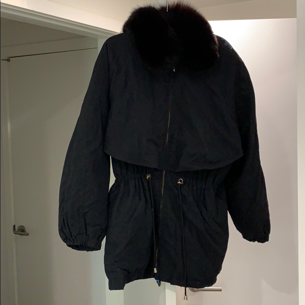 Beautiful soft damselle coat - fox fur trimmed